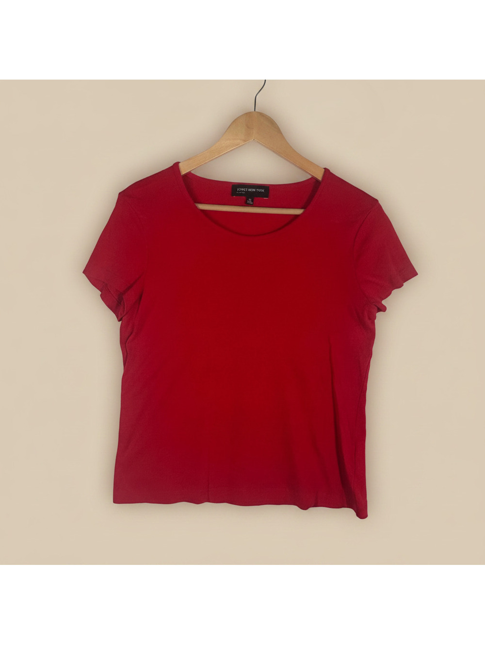 Jones New York Red Short Sleeve Scoop Neck Top Shirt Womens PM Minimalist